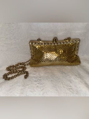 Kate Landry Gold Mesh Evening Clutch with Chain Strap